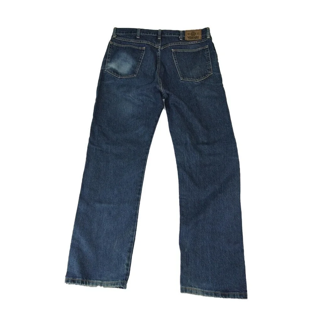 Wrangler Jeans Men's 38 x 32 regular fit straight blue denim pants retro